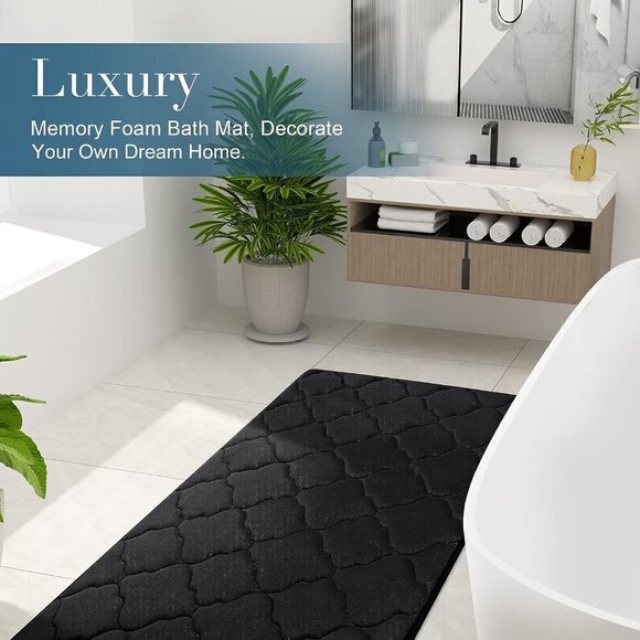 NEW! Minimalist Memory Foam Bath Mat Rug 24x16, Ultra Soft Non Slip - Picture 3 of 8